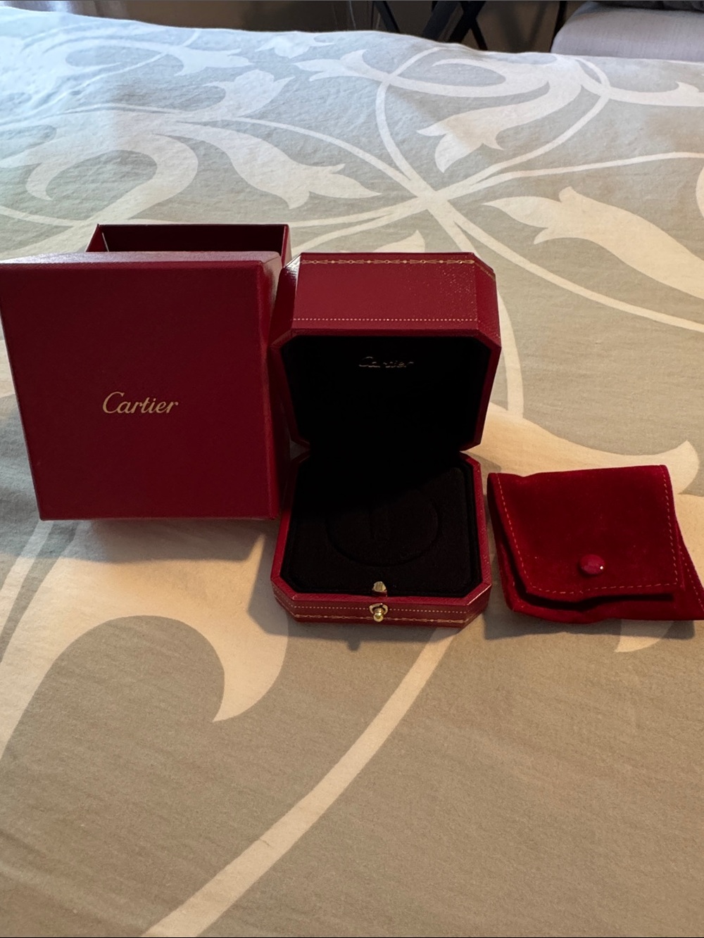 Cartier Red Jewelry Presentation Boxes with Pouch